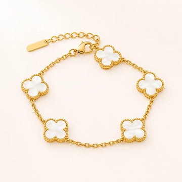Anti tarnish 18k gold plated white clover bracelet Shimmera