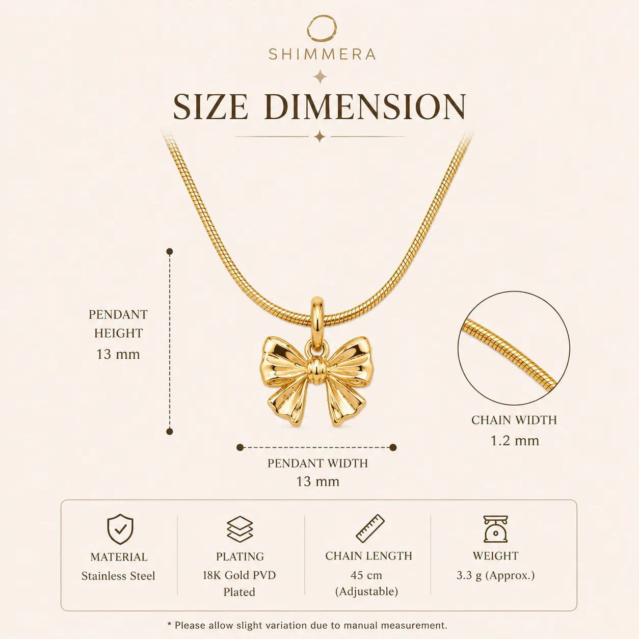 Anti tarnish Gold Bow Pendant Chain My Store