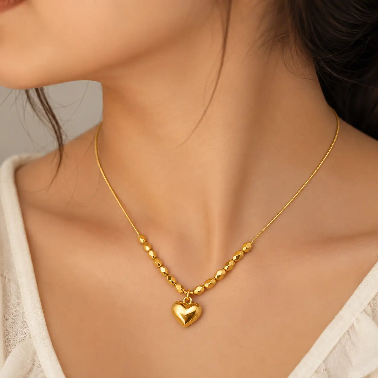 Anti tarnish 18k Gold plated heart pendant chain My Store