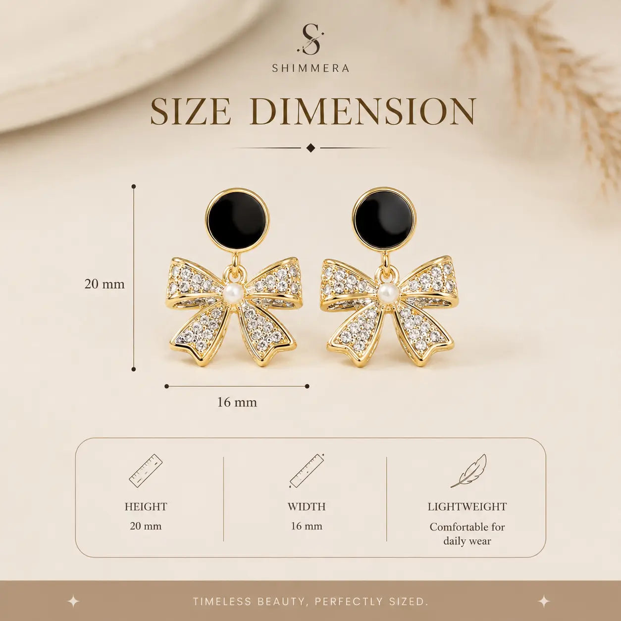 Korean bow style black pearl earrings My Store