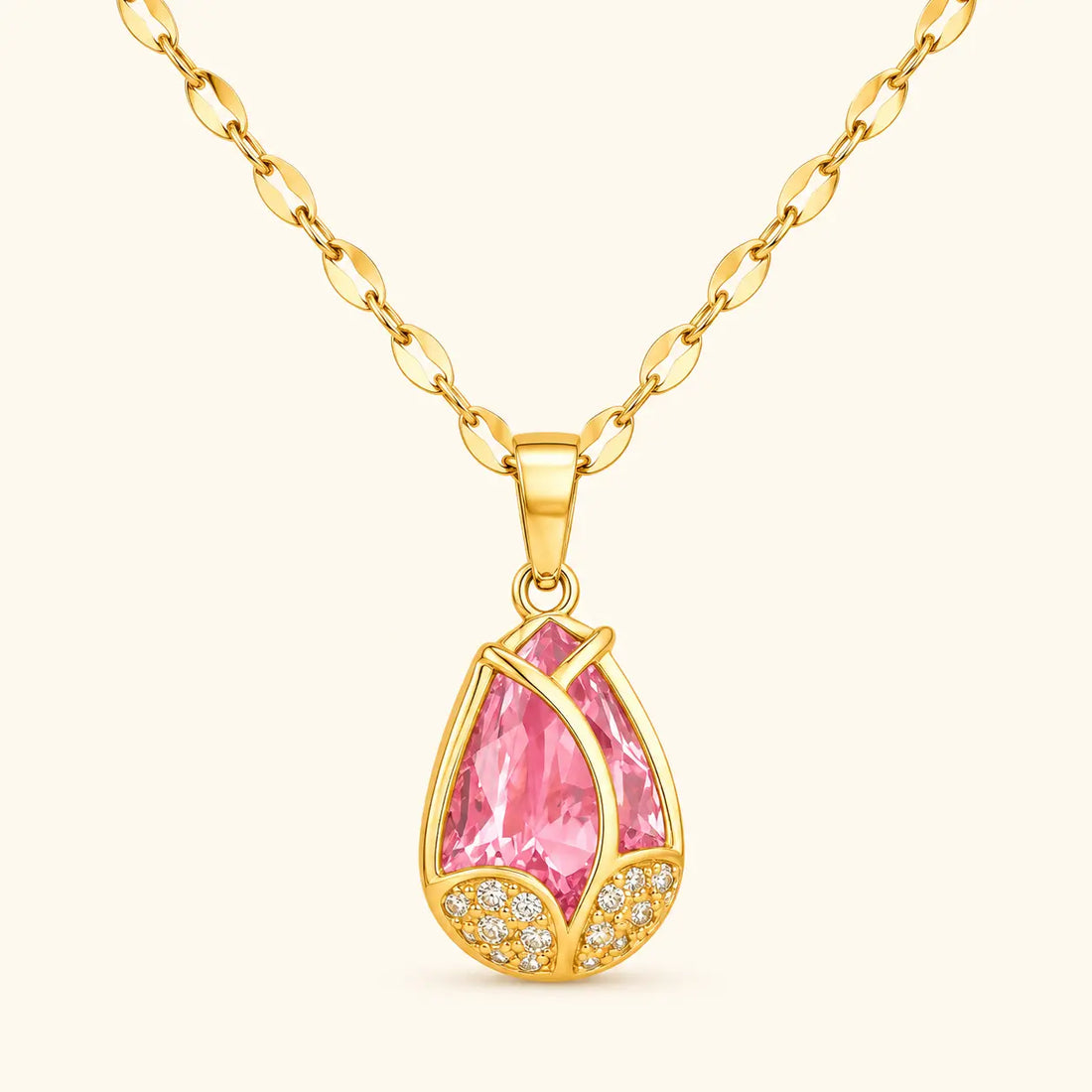 Anti Tarnish Pink Crystal Pendant Chain Shimmera