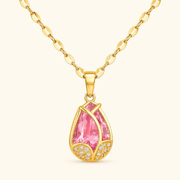 Anti Tarnish Pink Crystal Pendant Chain Shimmera