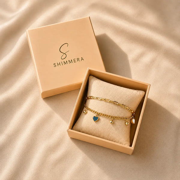 Anti-Tarnish 18K Gold-Plated Heart Charm Bracelet