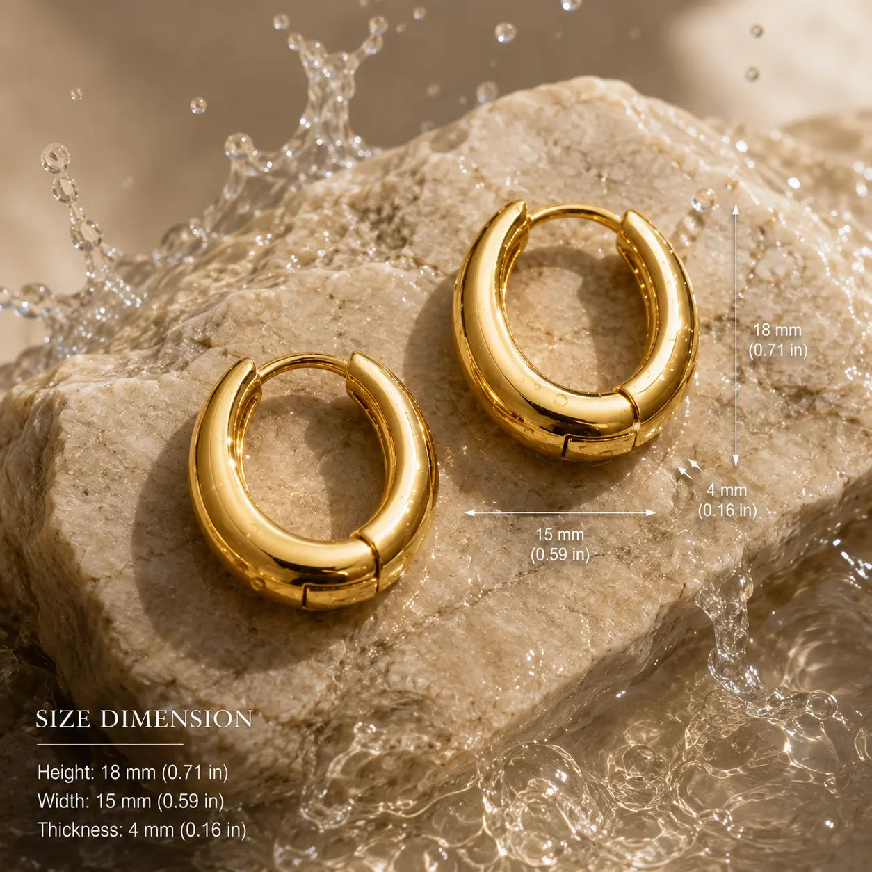 Anti-Tarnish 18K Gold-Plated Golden Hoop Earrings for Girls and Women Shimmera