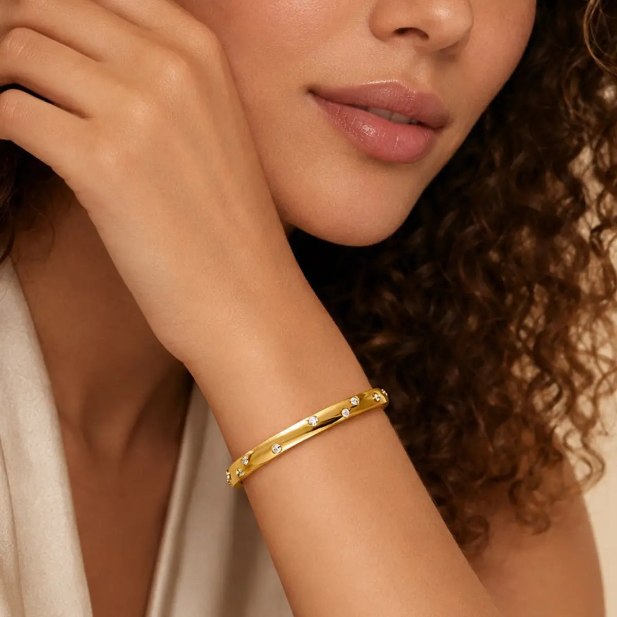 Anti Tarnish Celestial Gold Bangle for women Shimmera
