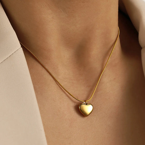 Anti-Tarnish 18K Gold-Plated Heart Pendant with Chain